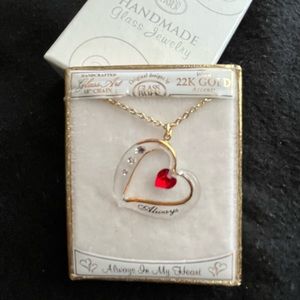 Glass Heart on 18” Chain Necklace